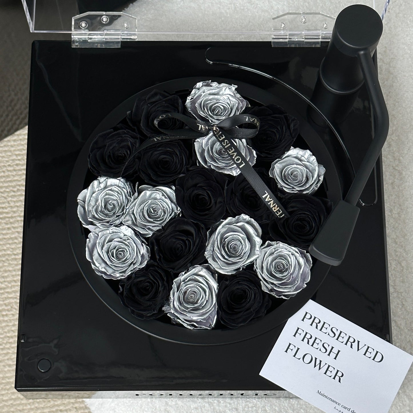 Eternal Rose Gramophone--Black and Silver