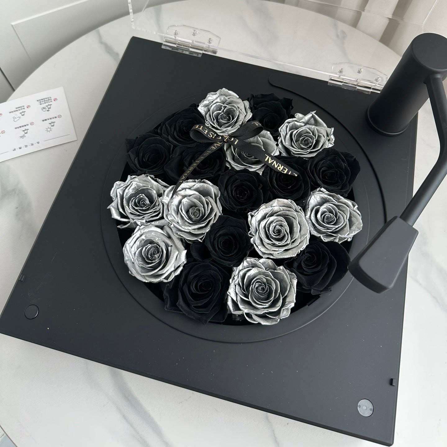 Eternal Rose Gramophone--Black and Silver