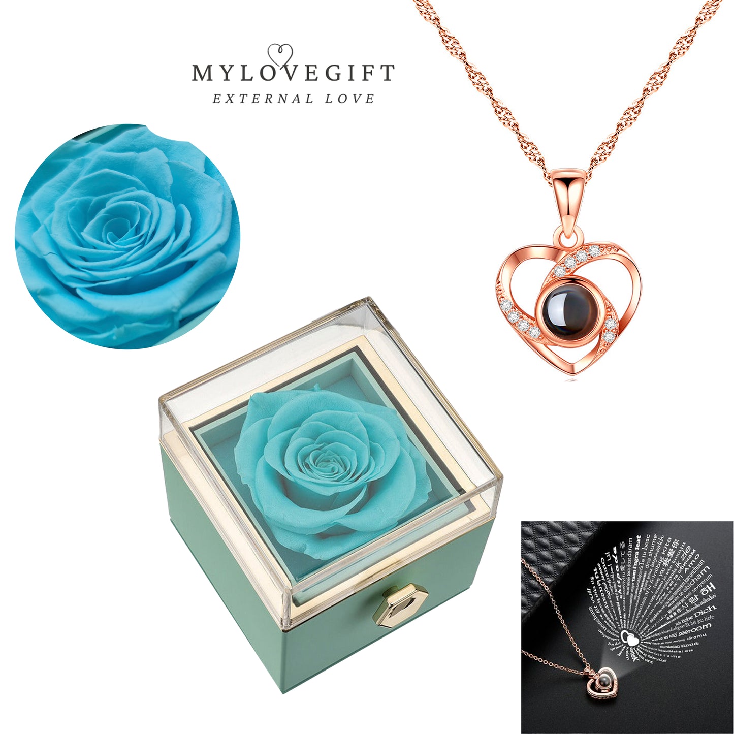 Eternal Rose Box - Engraved Necklace