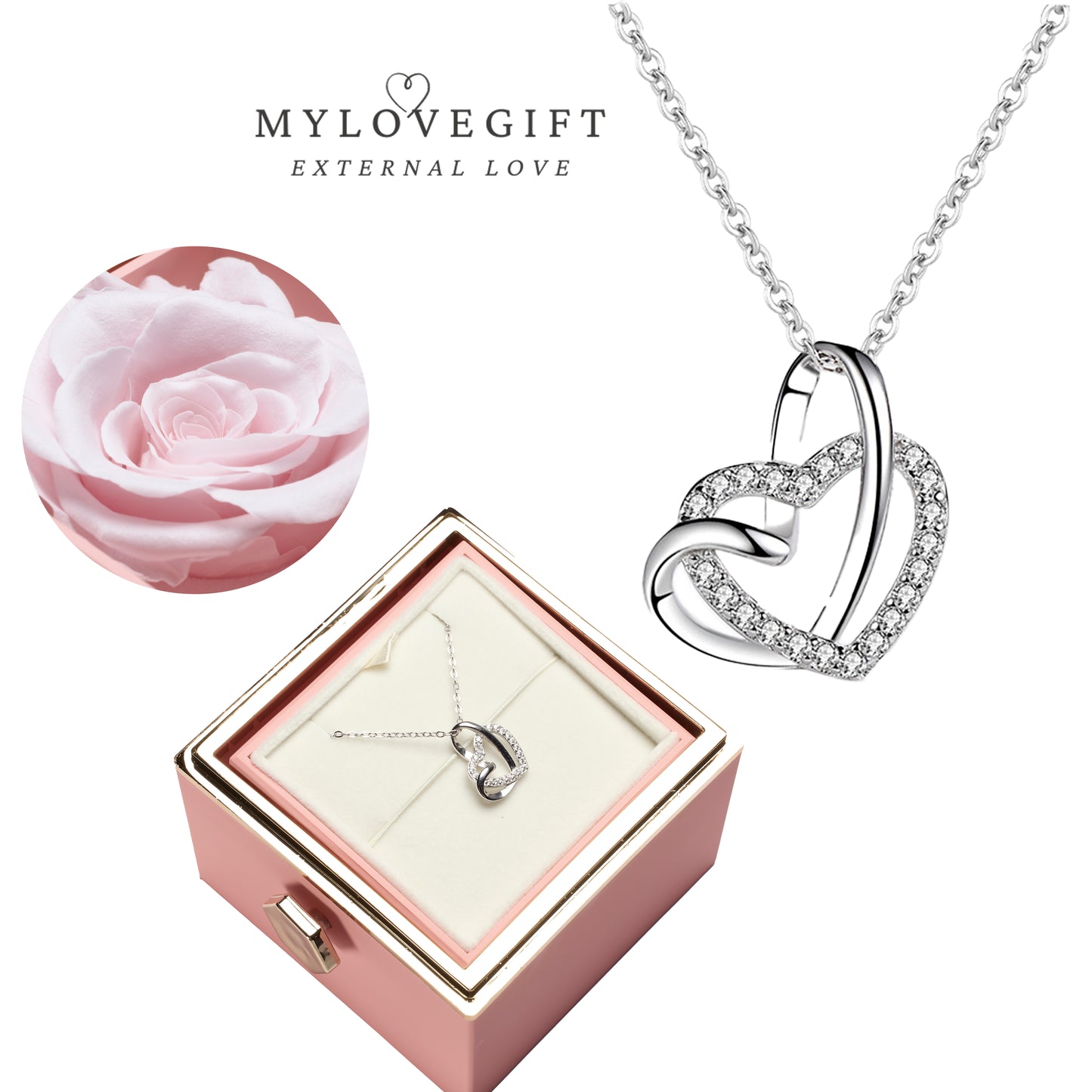 Eternal Rose Box - Engraved Necklace