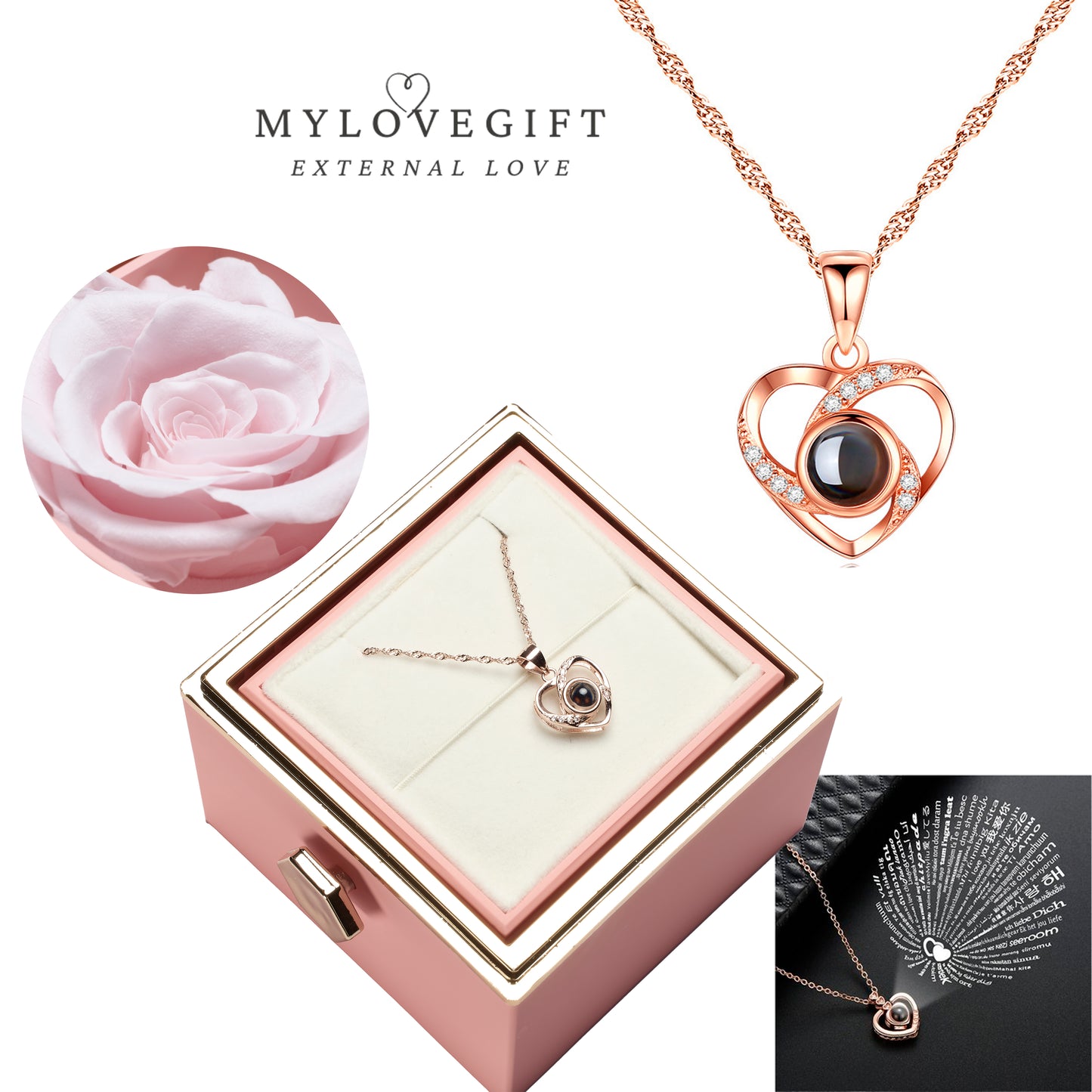 Eternal Rose Box - Engraved Necklace