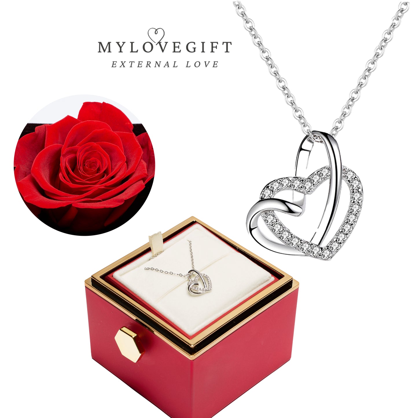 Eternal Rose Box - Engraved Necklace