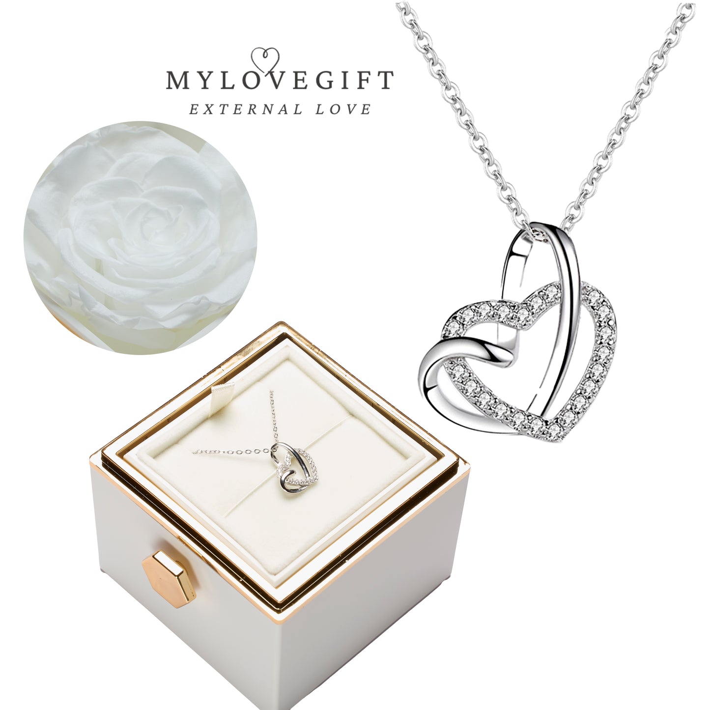 Eternal Rose Box - Engraved Necklace