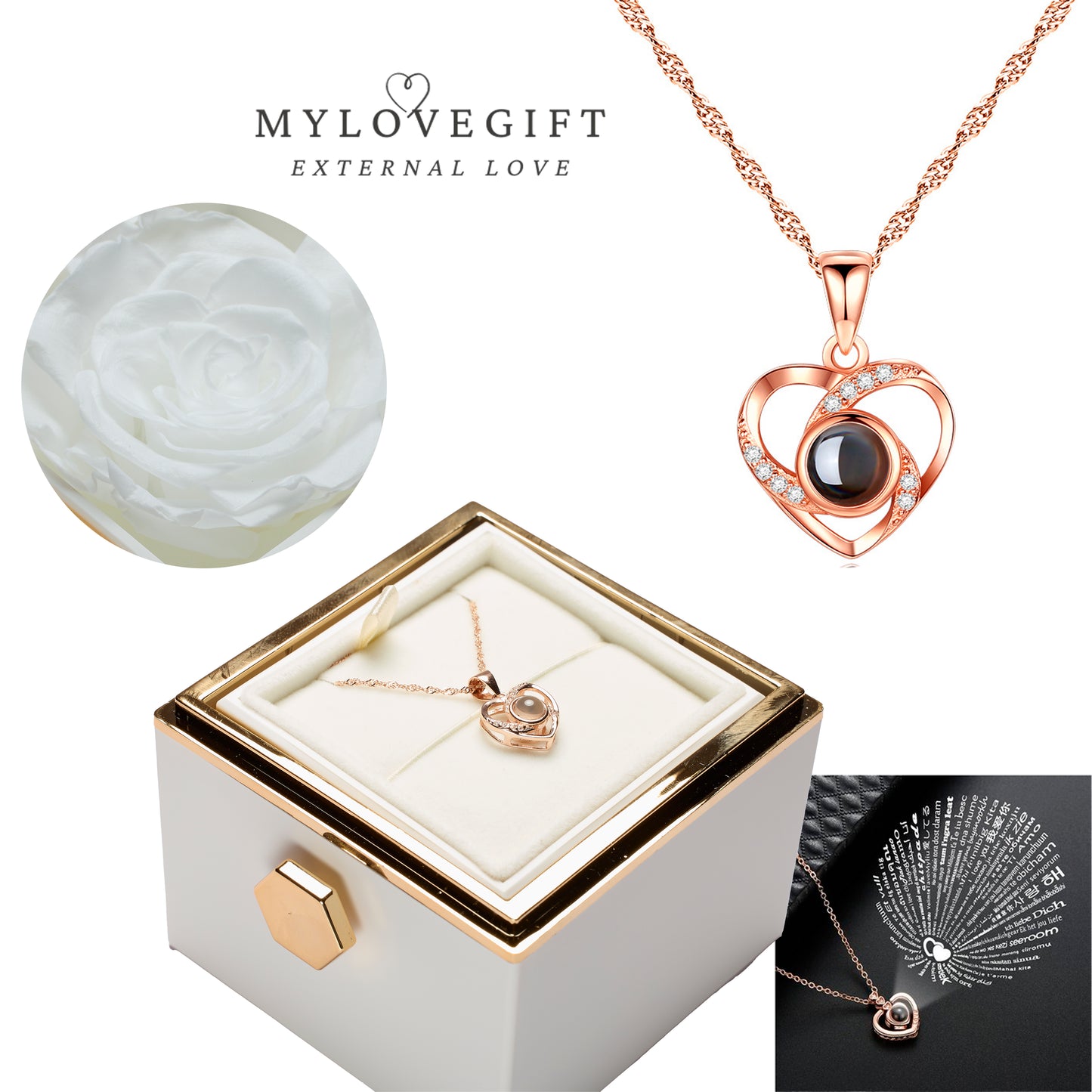 Eternal Rose Box - Engraved Necklace